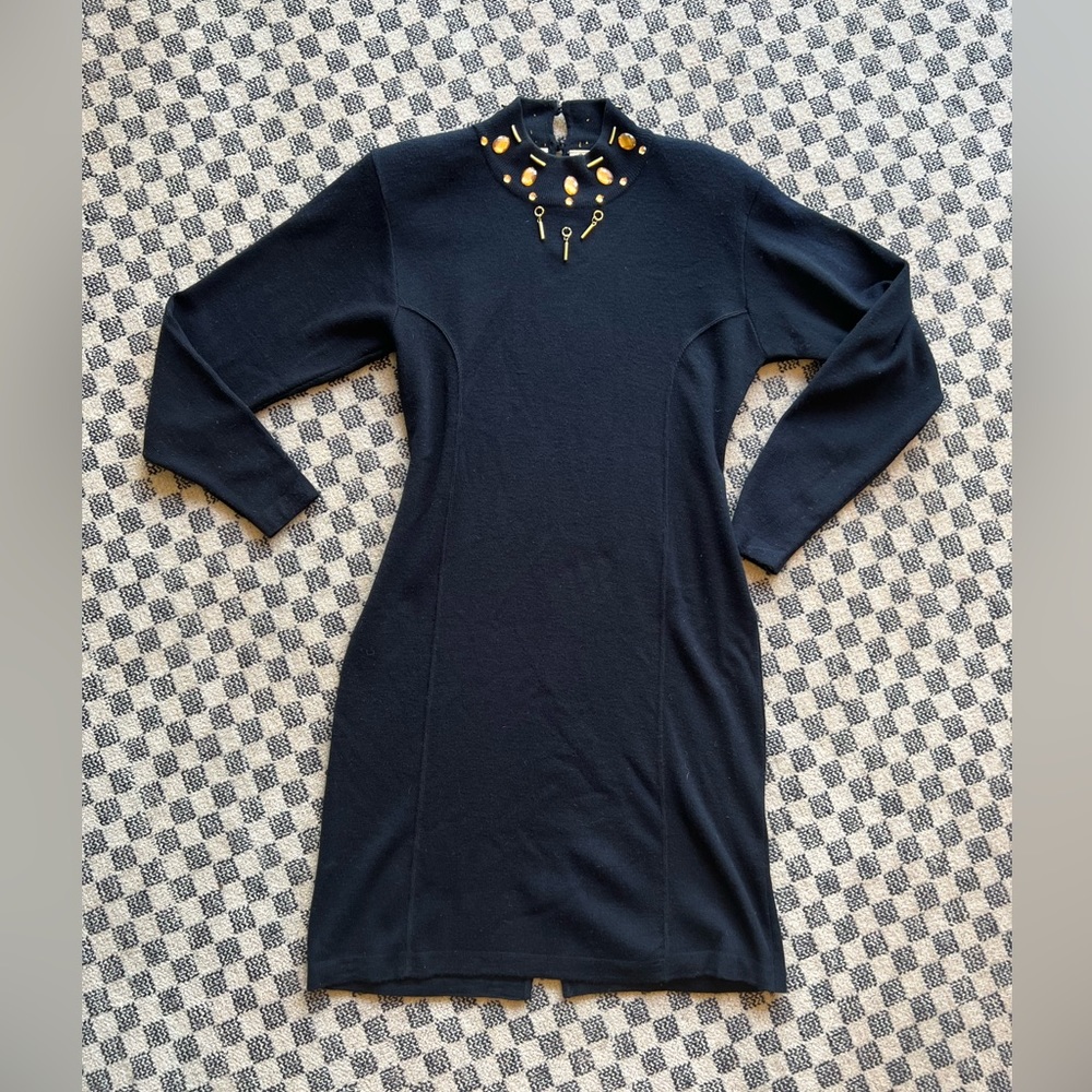 Vintage John Richard bejeweled sweater dress med